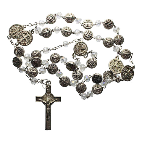 Vintage Rosary Catholic Clear Glass Beads