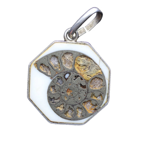 1970’s Vintage Sterling Silver Fossil Ammonites Jurassic Period Imitation Pendant