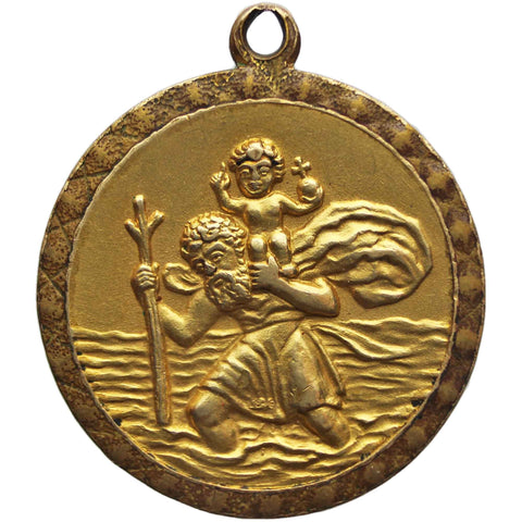 Gold Rolled Religion St Christopher Pendant Medallion Vintage