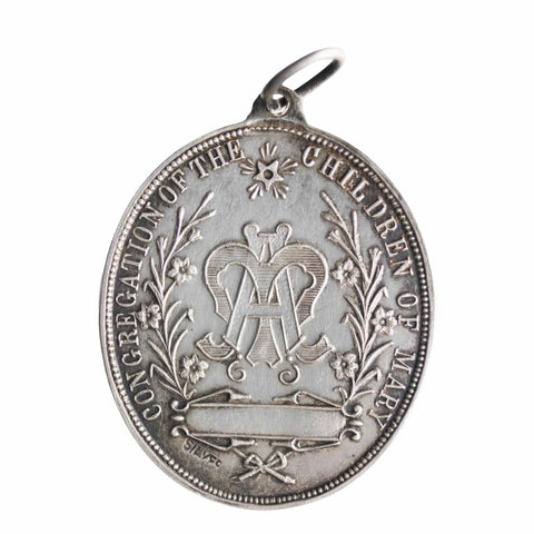 Silver Virgin Mary Congregation of the Children of Mary Medal Religion Pendant