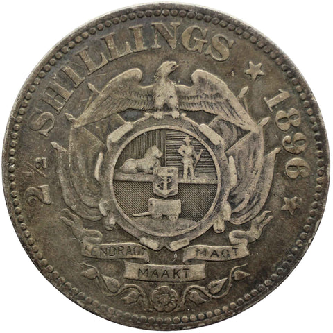 1896 2 and half Shilling ZAR South Africa Paul Kruger silver coin