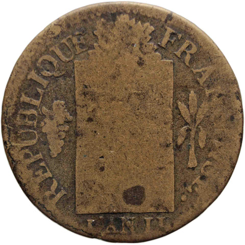 1793 BB France 1 Sol Coin Strasbourg Mint
