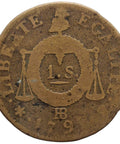 1793 BB France 1 Sol Coin Strasbourg Mint