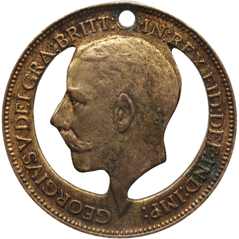 1911 Farthing George V Coin Folk Art Pendant