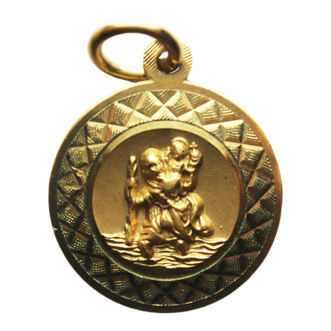 St Christopher Gold Rolled Pendant Vintage