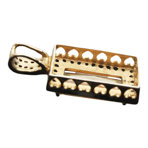 Vintage Pendant 925 Sterling Silver Hearts Glass Beads