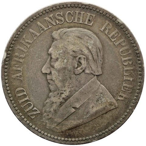 1896 2 and half Shilling ZAR South Africa Paul Kruger silver coin