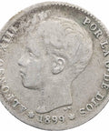 1899 One Peseta Spain Coin Alfonso XIII 3rd portrait Silver