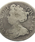 1711 Shilling Queen Anne Silver Coin British United Kingdom Plain angles 4th bust