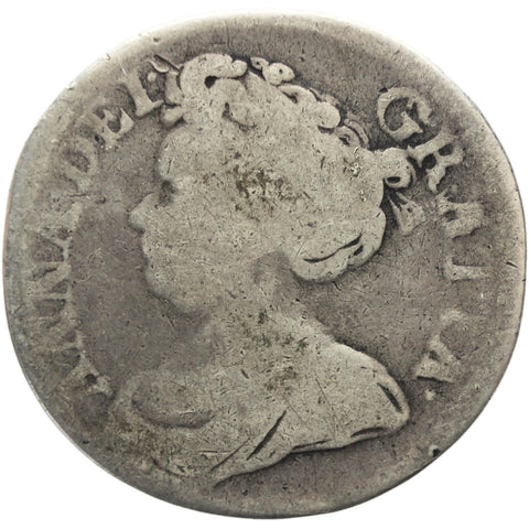1711 Shilling Queen Anne Silver Coin British United Kingdom Plain angles 4th bust