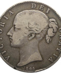 1845 Crown Victoria Queen UK Silver Coin Cinquefoil Stop