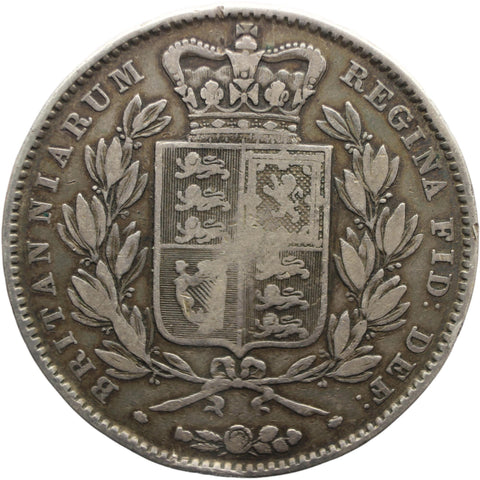 1845 Crown Victoria Queen UK Silver Coin Cinquefoil Stop