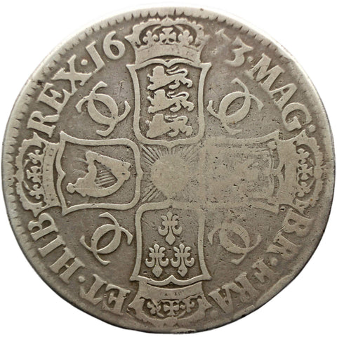 1673 Crown Charles II Silver Coin UK 3rd portrait Vicesimo Qvinto