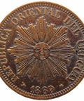 1869 4 Centesimos Uruguay Coin