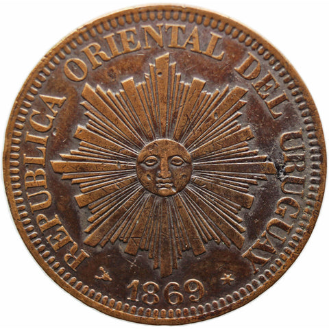 1869 4 Centesimos Uruguay Coin