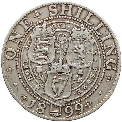 1899 Shilling Victoria Coin UK Silver