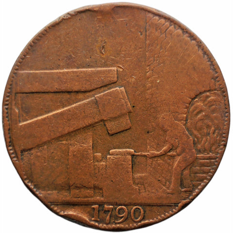 1790 Half Penny Token Warwickshire Wilkinson Man working an industrial