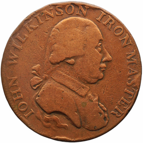 1790 Half Penny Token Warwickshire Wilkinson Man working an industrial