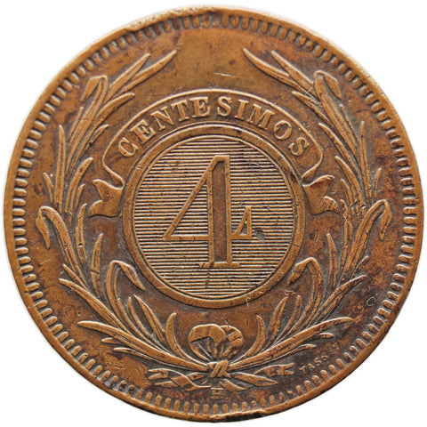 1869 4 Centesimos Uruguay Coin