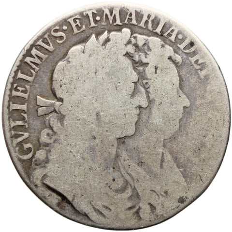 1689 Half Crown William and Mary Silver Coin United Kingdom