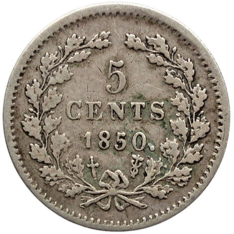 1850 5 Cents Netherlands Coin Silver William III
