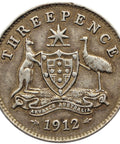 1912 3 Pence Australia Coin George V Silver
