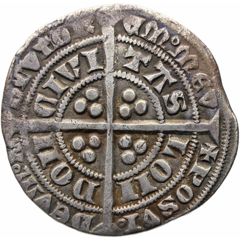 1356-1361 England Edward III Groat Coin Silver London Mint Annulet Stop Pre Treaty Period