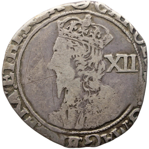 England 1641 – 1643 Shilling Charles I Coin Hammered Silver Group F, 6th bust Triangle-in-circle