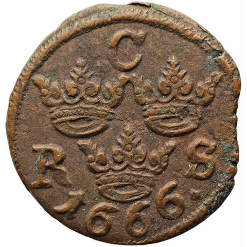 1666 1/6 Öre Sweden Coin Charles XI