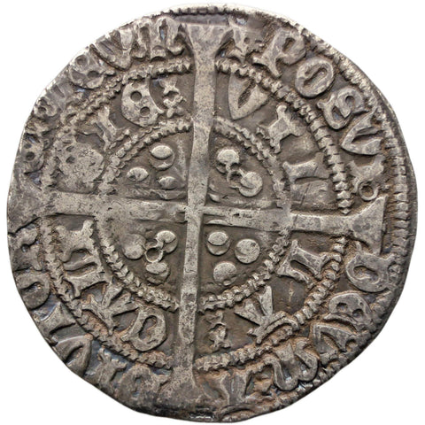 1422-1427 Henry VI 1 Groat Calais Mint England Coin Annulet Issue Silver Mint Mark Incurved Pierced Cross