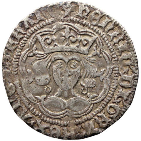 1422-1427 Henry VI 1 Groat Calais Mint England Coin Annulet Issue Silver Mint Mark Incurved Pierced Cross