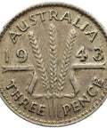 1943 3 Pence Australia Coin George VI Silver
