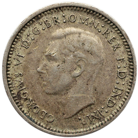 1943 3 Pence Australia Coin George VI Silver