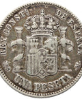 1885 Peseta Spain Coin Alfonso XII Silver