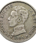 1904 50 Centimos Spain Coin Alfonso XIII Silver
