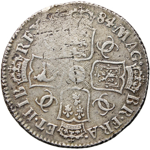 Rare 1684 Shilling Charles II Coin UK Silver Fourth bust
