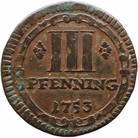 1753 3 Pfennige Münster Coin Cathedral chapter mint St.-Paulus