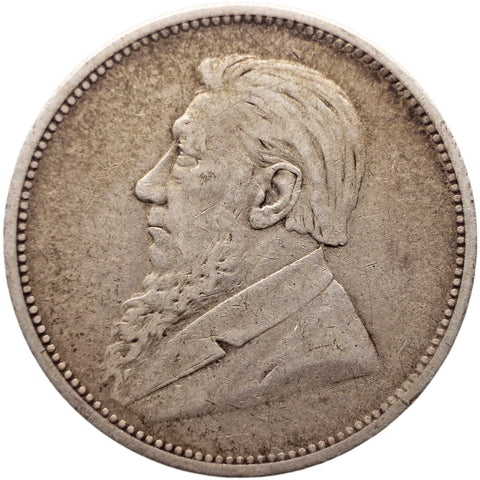 1895 2 Shilling South Africa Coin Paul Kruger Silver