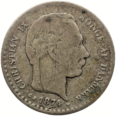 1874 CS 10 Ore Denmark Coin Christian IX Silver
