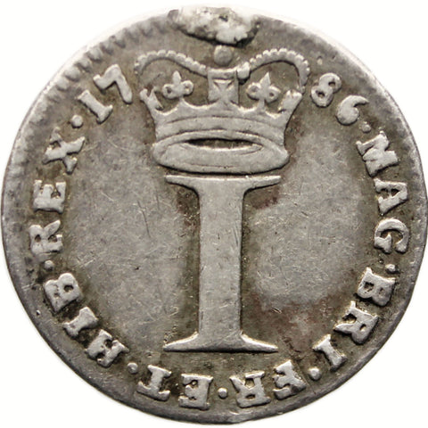 1786 1 Penny Maundy Coin George III UK Silver