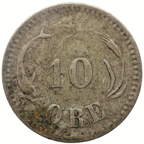 1874 CS 10 Ore Denmark Coin Christian IX Silver