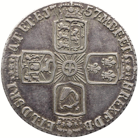 1757 Sixpence George II Coin UK Silver Older bust