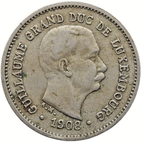 1908 5 Centimes Luxembourg Coin Guillaume IV