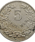 1908 5 Centimes Luxembourg Coin Guillaume IV