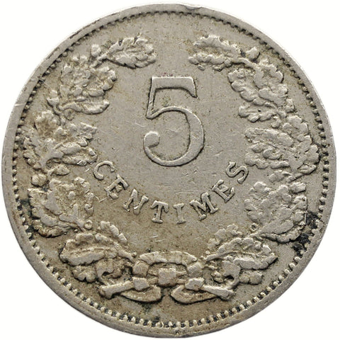 1908 5 Centimes Luxembourg Coin Guillaume IV