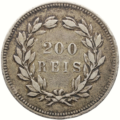 1891 200 Reis Portugal Coin Carlos I Silver