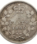 1880 H 5 Cents Canada Coin Victoria Silver