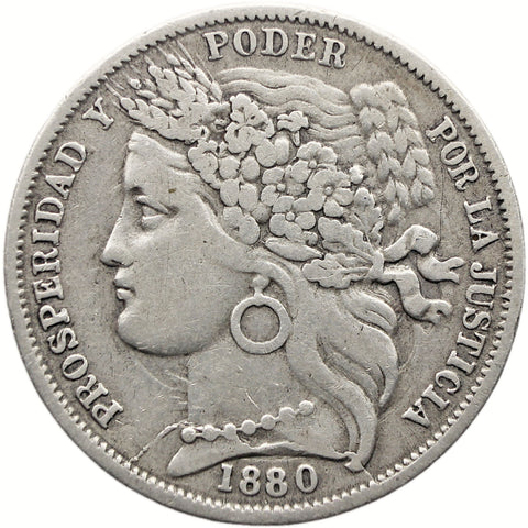 1880 Peseta Peru Coin Silver with dot after B