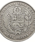 1880 Peseta Peru Coin Silver with dot after B