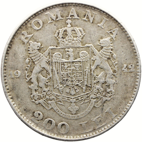 1942 200 Lei Romania Coin Mihai I Silver
